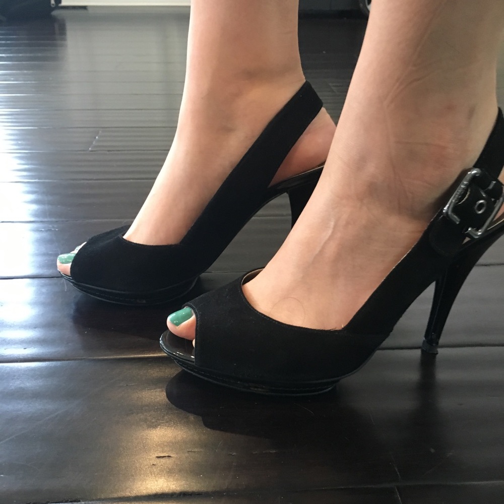Guess Platform Suede Heels sling back. Cocktail